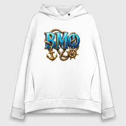 Толстовка оверсайз женская ВМФ объемные буквы, цвет: белый