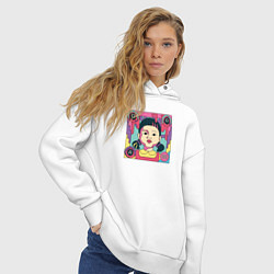 Толстовка оверсайз женская Ojing-eo Geim - смертоносная кукла, цвет: белый — фото 2