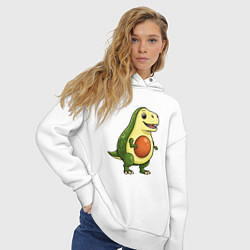 Толстовка оверсайз женская Авокадо тираннозавр, цвет: белый — фото 2