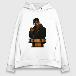 Толстовка оверсайз женская XXXTentacion gangsta, цвет: белый