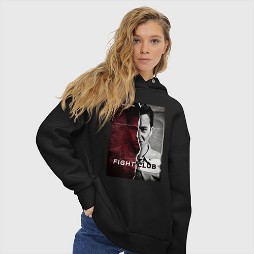 Женское худи оверсайз Тайлер и Джек / Черный – фото 3