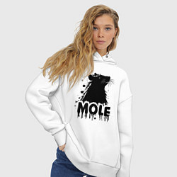 Толстовка оверсайз женская Крот в черных каплях, цвет: белый — фото 2
