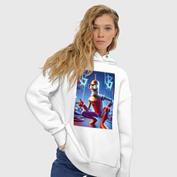 Толстовка оверсайз женская Бендер-паук мем коллаба, цвет: белый — фото 2