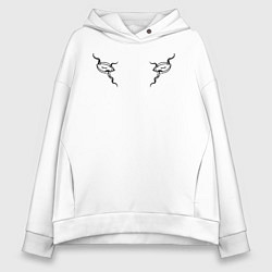 Толстовка оверсайз женская Иной взгляд - двойное око с щупальцами, цвет: белый