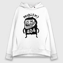 Толстовка оверсайз женская Тролль хакер - ошибка 404, цвет: белый