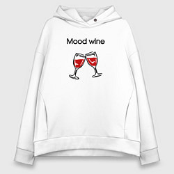 Толстовка оверсайз женская Mood wine с бокалами красного вина, цвет: белый