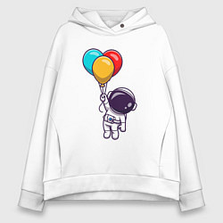 Толстовка оверсайз женская Полёт на шариках, цвет: белый