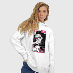 Толстовка оверсайз женская Клинок, рассекающий демонов, Незуко, цвет: белый — фото 2