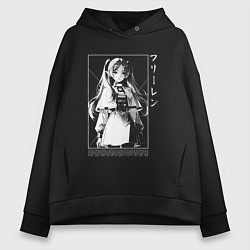 Толстовка оверсайз женская Фрирен - old poster, цвет: черный