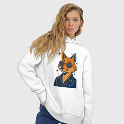Толстовка оверсайз женская Лиса в очках, цвет: белый — фото 2