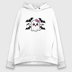 Толстовка оверсайз женская Готическое очарование - приведение, цвет: белый