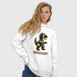 Толстовка оверсайз женская Веселый сушизавр, цвет: белый — фото 2