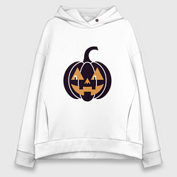 Толстовка оверсайз женская Тыква Джек фонарь Хэллоуин, цвет: белый