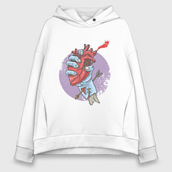 Толстовка оверсайз женская Сердце в руке зомби, цвет: белый