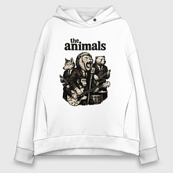 Толстовка оверсайз женская The animals группа из зверей, цвет: белый