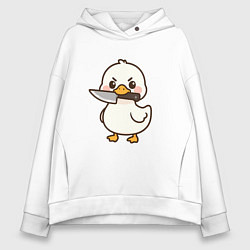 Толстовка оверсайз женская Утенок с ножом, цвет: белый