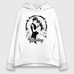 Толстовка оверсайз женская Свадьба аниме, цвет: белый