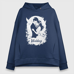 Толстовка оверсайз женская Свадьба в стиле аниме, цвет: тёмно-синий