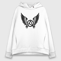 Толстовка оверсайз женская Крылатая буква а, цвет: белый