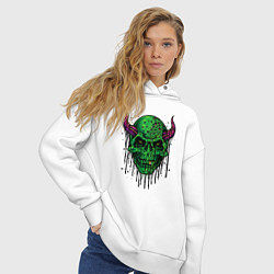 Толстовка оверсайз женская Череп демон, цвет: белый — фото 2