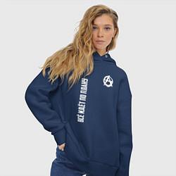 Толстовка оверсайз женская Всё идёт по плану - со знаком анархии, цвет: тёмно-синий — фото 2