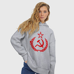 Толстовка оверсайз женская СССР герб, цвет: меланж — фото 2