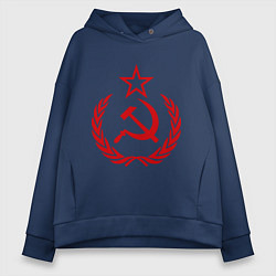 Толстовка оверсайз женская СССР герб, цвет: тёмно-синий