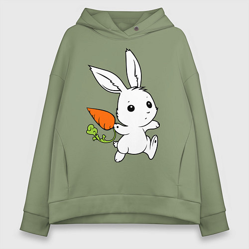 Женское худи оверсайз Зайка с морковкой / Авокадо – фото 1