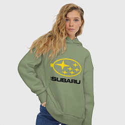 Толстовка оверсайз женская Subaru Logo, цвет: авокадо — фото 2