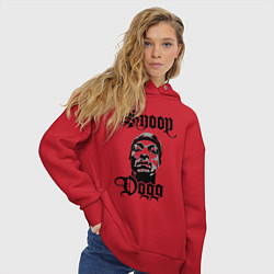 Толстовка оверсайз женская Snoop Dogg Face, цвет: красный — фото 2