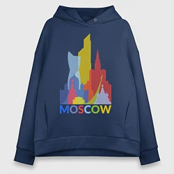 Толстовка оверсайз женская Moscow Colors, цвет: тёмно-синий