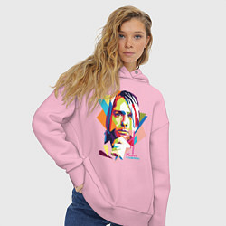 Толстовка оверсайз женская Kurt Cobain: Colors, цвет: светло-розовый — фото 2