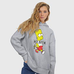 Толстовка оверсайз женская Барт Симпсон: Все путем, цвет: меланж — фото 2