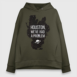 Толстовка оверсайз женская Хьюстон, у нас проблемы, цвет: хаки