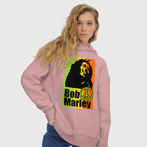 Женское худи оверсайз Bob Marley: Jamaica / Пыльно-розовый – фото 3