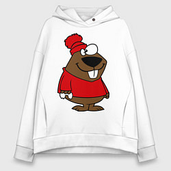 Толстовка оверсайз женская Бобер, цвет: белый