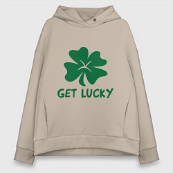 Толстовка оверсайз женская Get lucky, цвет: миндальный