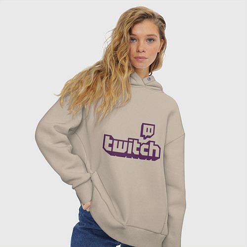 Женское худи оверсайз Twitch Logo / Миндальный – фото 3