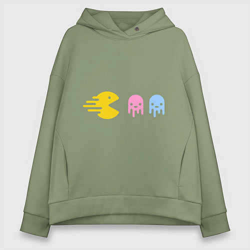 Женское худи оверсайз Pac-Man: Fast Eat / Авокадо – фото 1