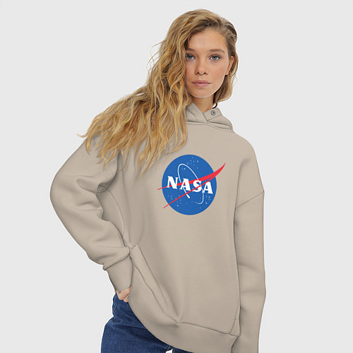 Женское худи оверсайз NASA: Logo / Миндальный – фото 3