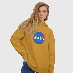 Толстовка оверсайз женская NASA: Logo, цвет: горчичный — фото 2