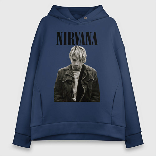 Женское худи оверсайз Kurt Cobain: Young / Тёмно-синий – фото 1