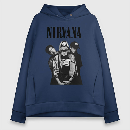 Женское худи оверсайз Nirvana Group / Тёмно-синий – фото 1