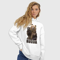 Толстовка оверсайз женская Russia: Poly Bear, цвет: белый — фото 2