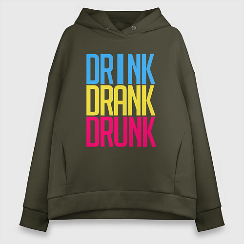 Женское худи оверсайз Drink Drank Drunk / Хаки – фото 1