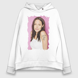 Толстовка оверсайз женская Pink Jolie, цвет: белый