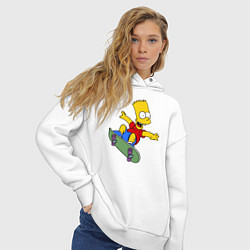 Толстовка оверсайз женская Барт на скейте, цвет: белый — фото 2