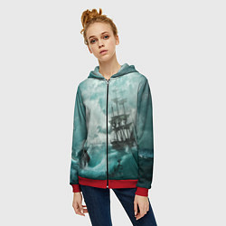 Толстовка на молнии женская Море, цвет: 3D-красный — фото 2