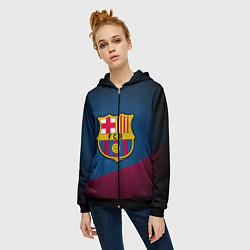 Толстовка на молнии женская FCB Barcelona, цвет: 3D-черный — фото 2