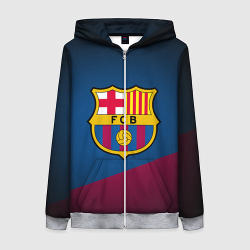 Женская толстовка на молнии FCB Barcelona / 3D-Меланж – фото 1